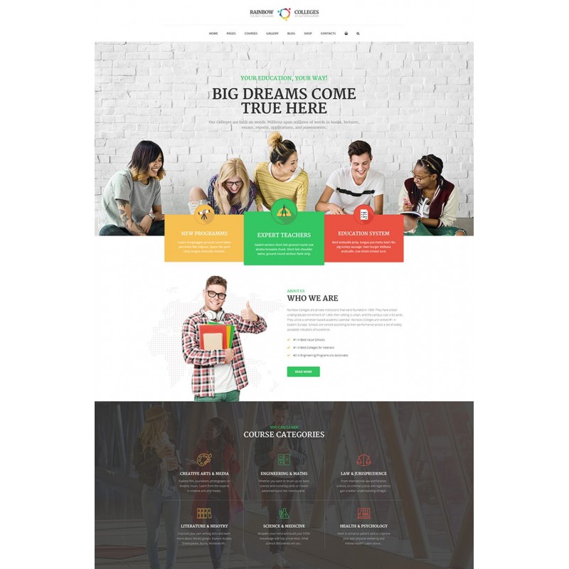 Rainbow Colleges - E-Course WordPress Theme