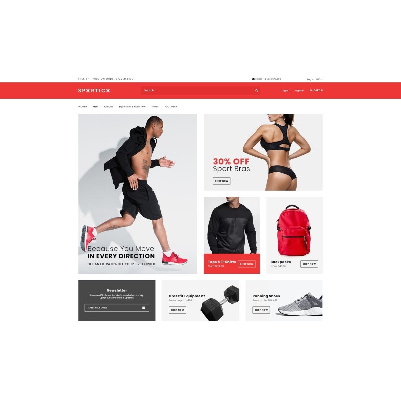 Spotrico - Sports Clothing Shop Shop Template