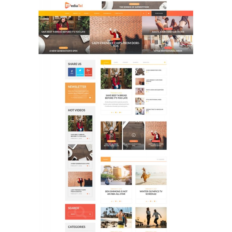 MediaTel - Youtube/Vimeo Video News Aggregator Magazine WordPress Theme