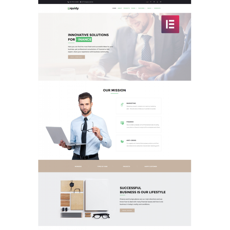 Liquidy - Investment Company WordPress Elementor Theme
