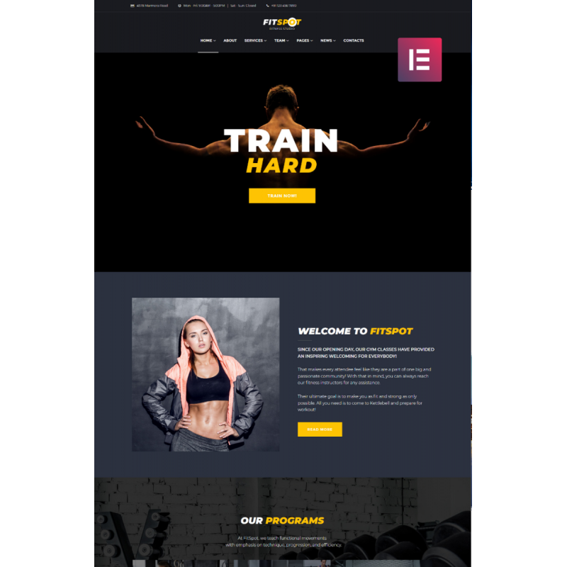 FitSpot - Fitness Studio WordPress Elementor Theme
