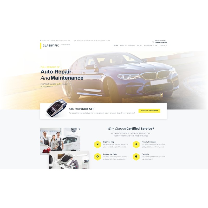 Classy Fix - Car Repair WordPress Elementor Theme