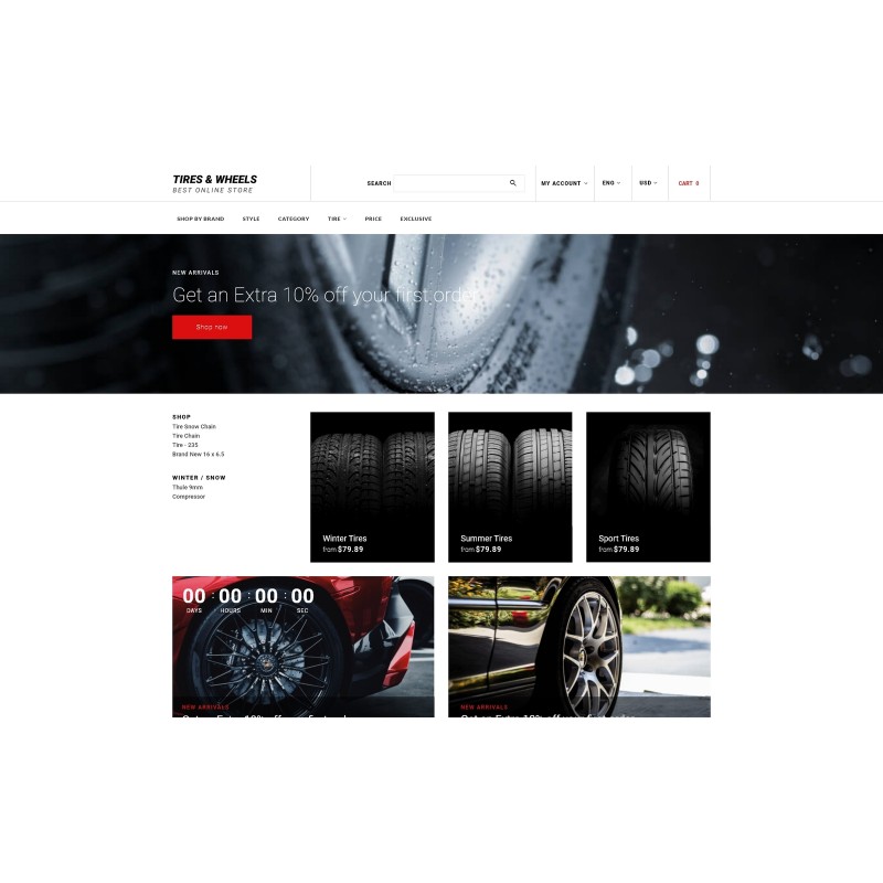 Tires & Wheels - Auto Parts Online Store Shop Template