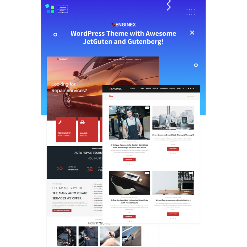 Enginex - Car Repair Gutenberg WordPress Theme