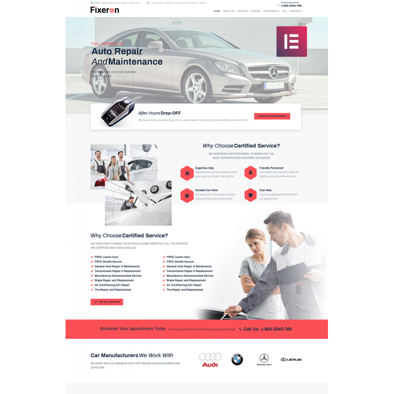 Fixeron - Car Repair WordPress Elementor Theme