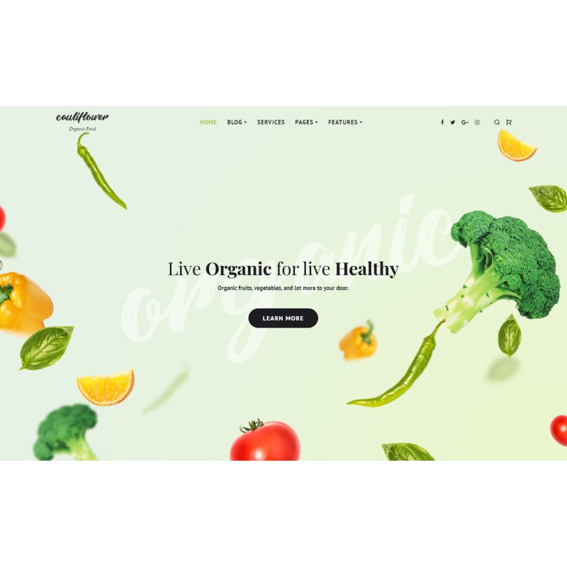 Cauliflower - Organic Food Blog WordPress Elementor Theme