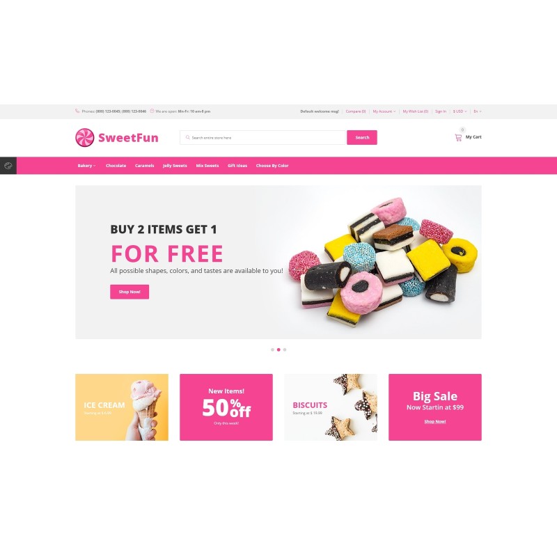 SweetFun - Minimalistic Sweets Online Store Shop Template
