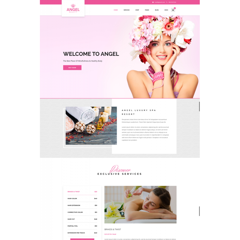 Angel - Beauty Salon Store WooCommerce WordPress Elementor Theme