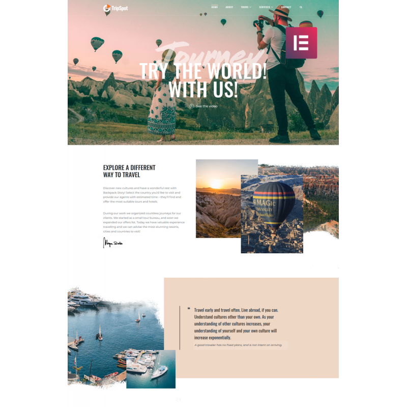 TripSpot - Travel WordPress Elementor Theme