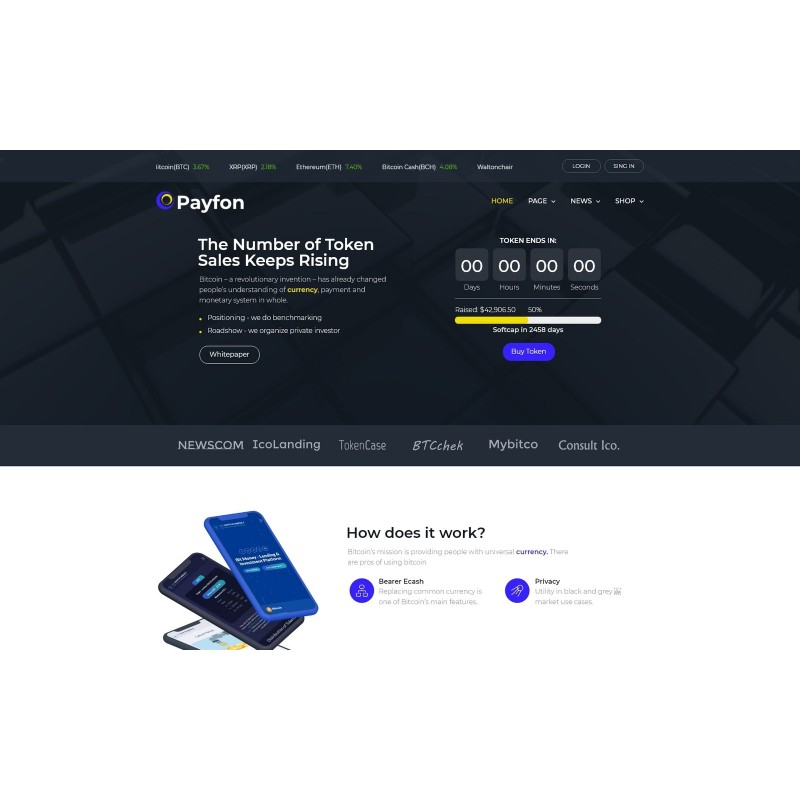 Payfone - ICO WordPress Elementor Theme