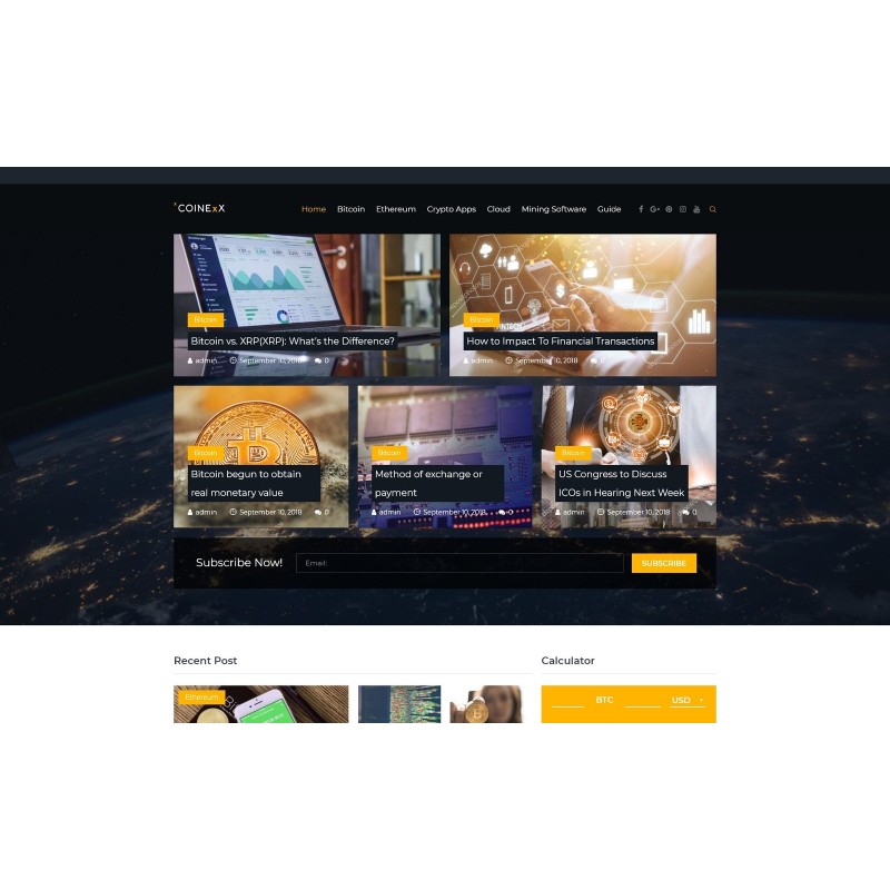 Capitex - Bitcoin Blog WordPress Elementor Theme