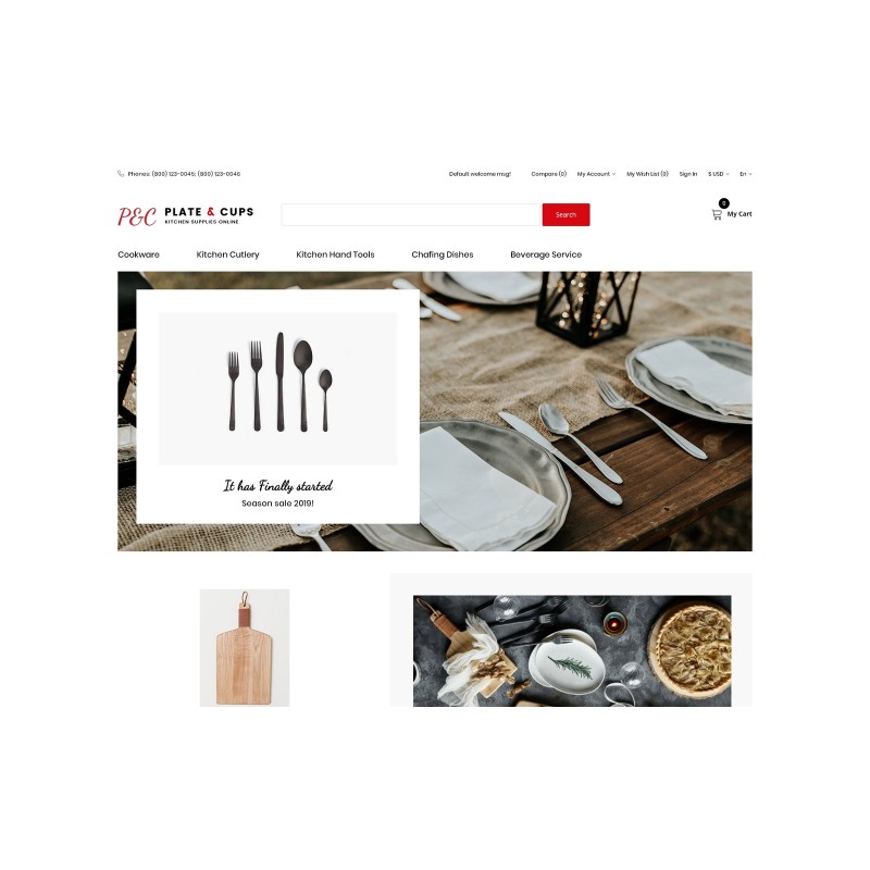 Plate & Cups - Food and Restaurant Simple Clean Bootstrap Shop Template