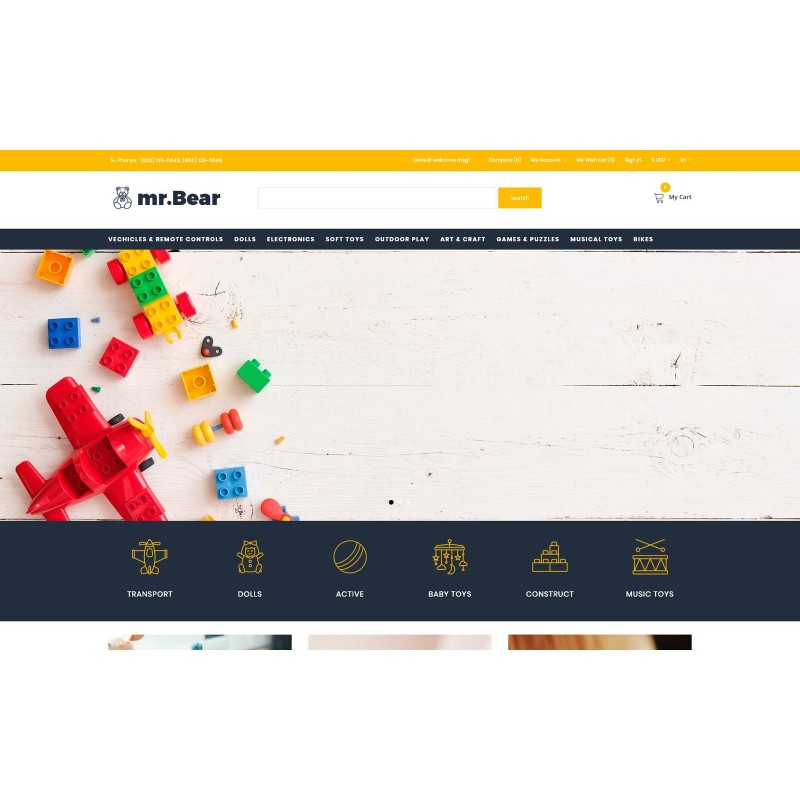 Mr.Bear - Toys Multicurrency Bright Shop Template