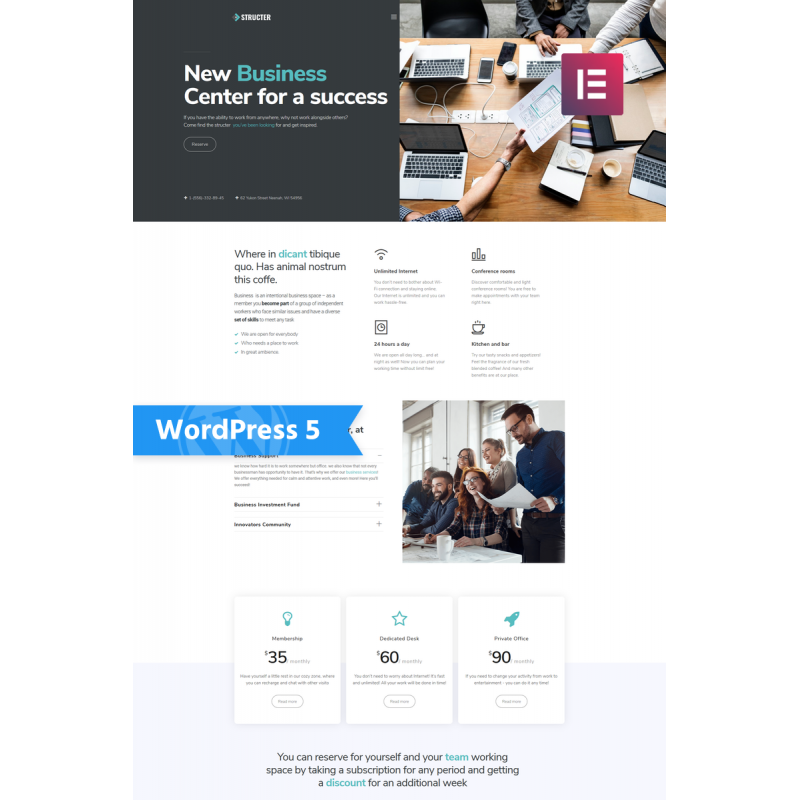 Structer - Business One Page Classic WordPress Elementor Theme