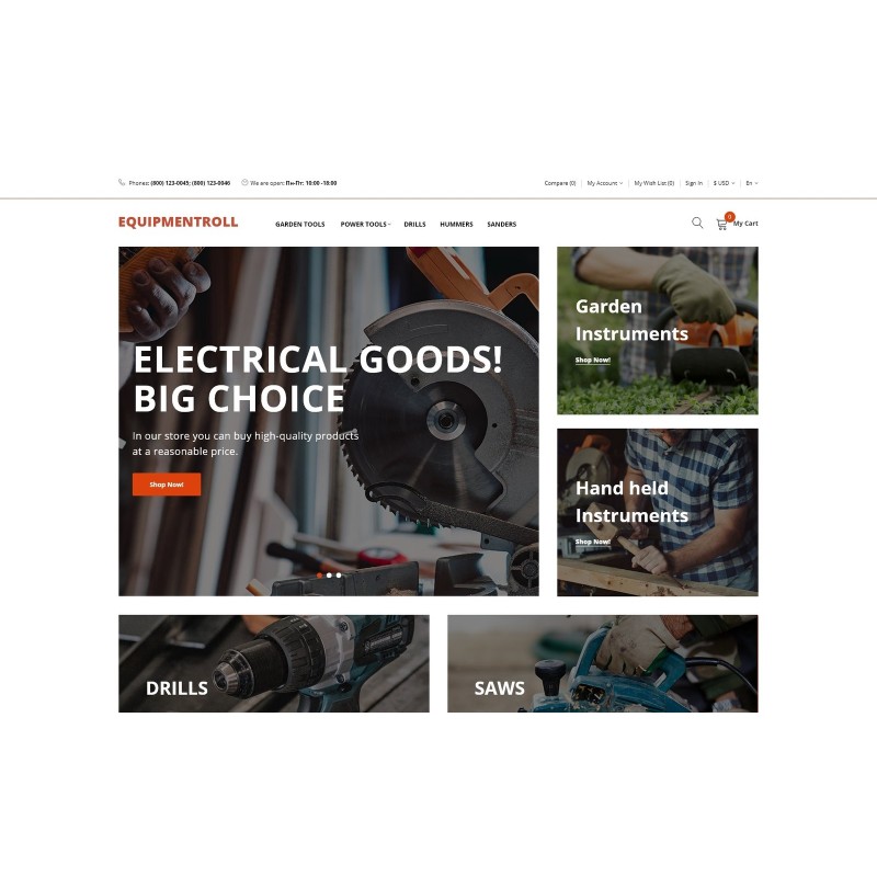 Equipmentroll - Tools Responsive Simple Shop Template