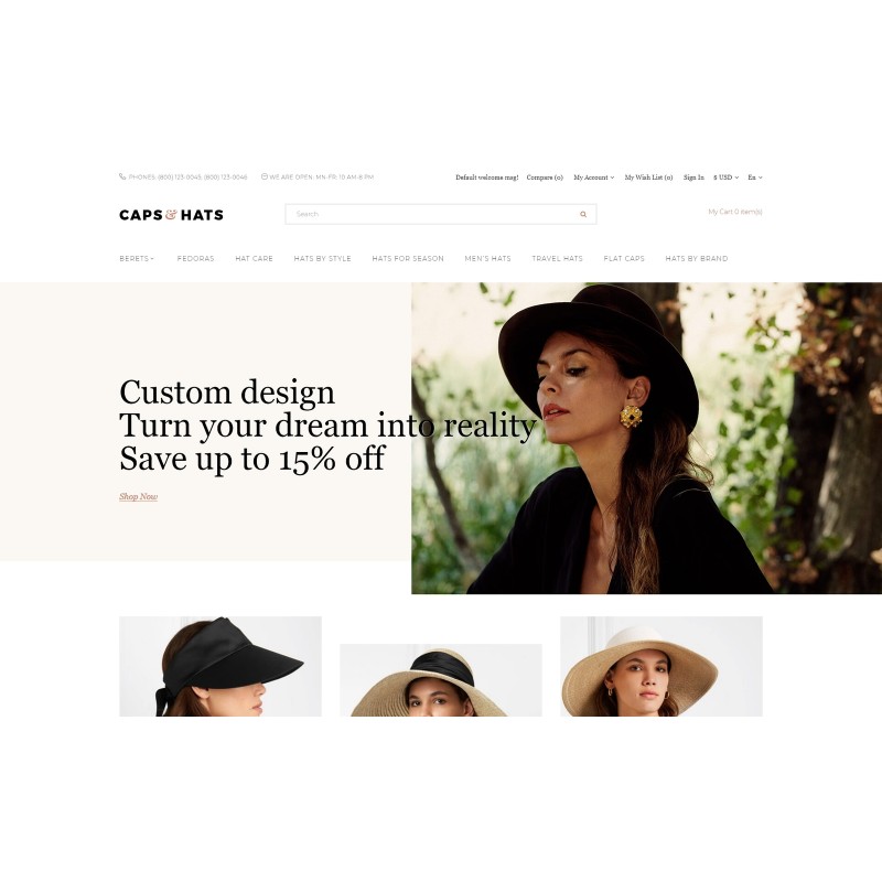 Caps & Hats - Stylish Clean Responsive Bootstrap Shop Template