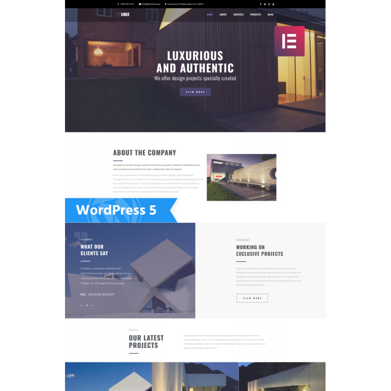Linez - Architecture Services Multipurpose Modern WordPress Elementor Theme