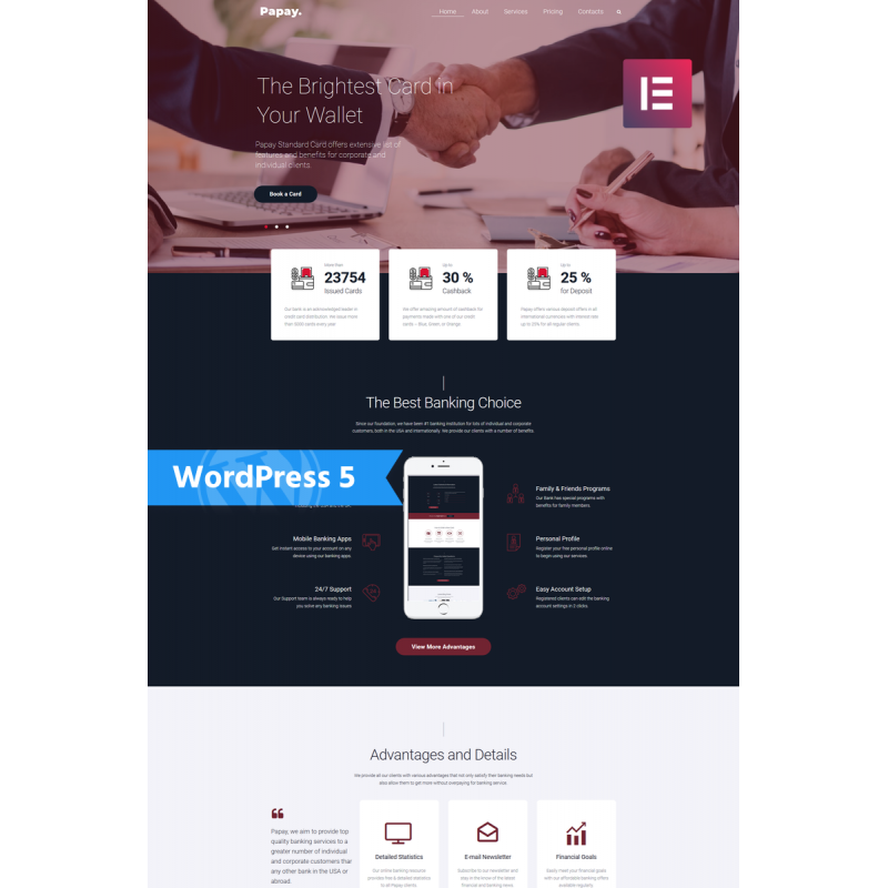 Papay - Bank Services Multi-Concept Classic WordPress Elementor Theme