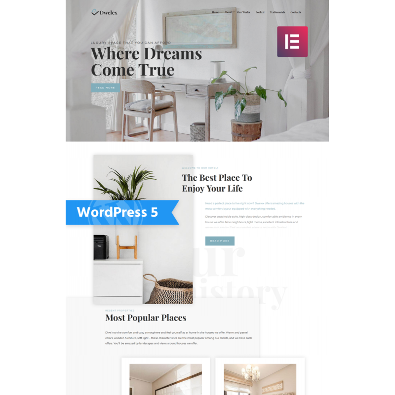 Dwelex - Real Estate One Page Modern WordPress Elementor Theme