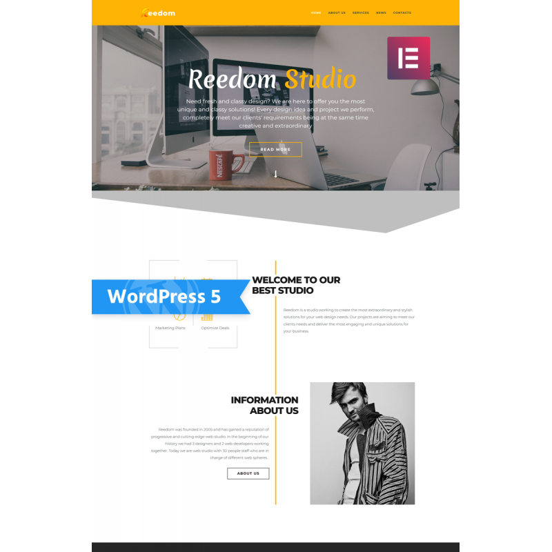 Reedom - Web Design Studio Multipurpose Minimal WordPress Elementor Theme
