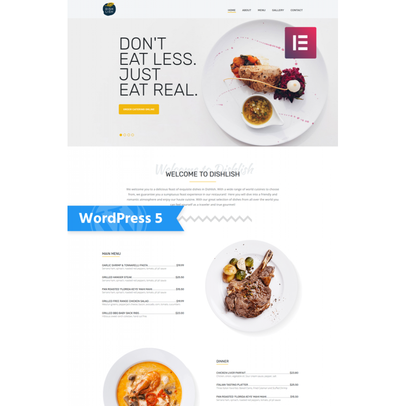 Dishlish - Restaurant Multipurpose Classic WordPress Elementor Theme