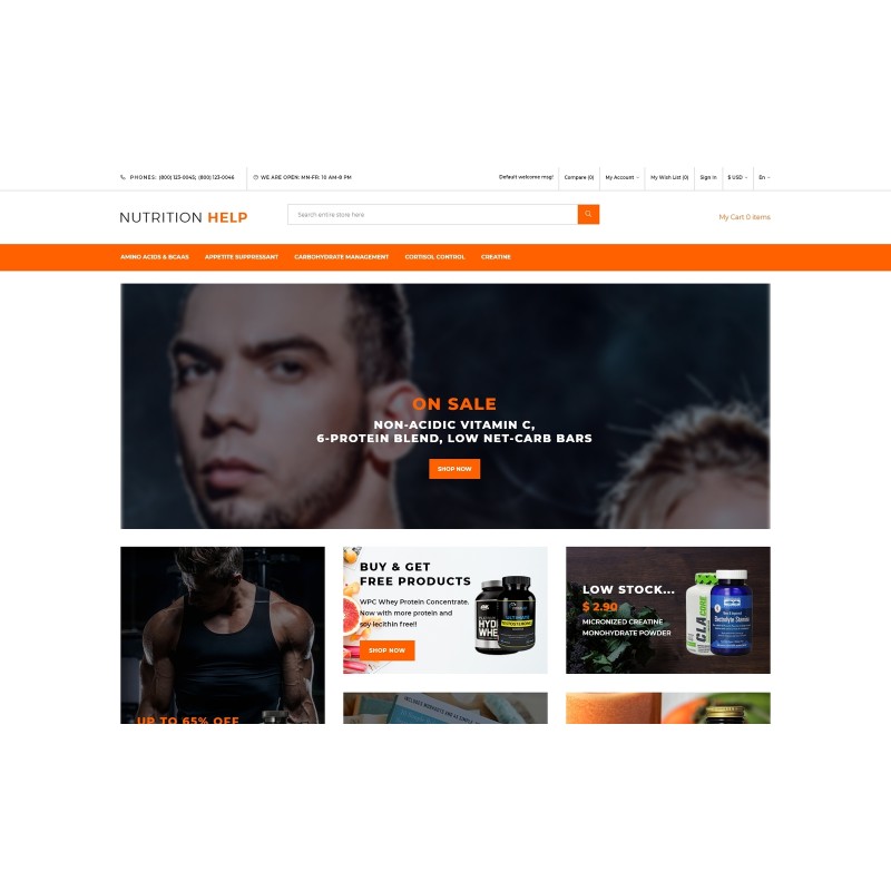 Nutrition Help - Sports Food Store Clean Shop Template