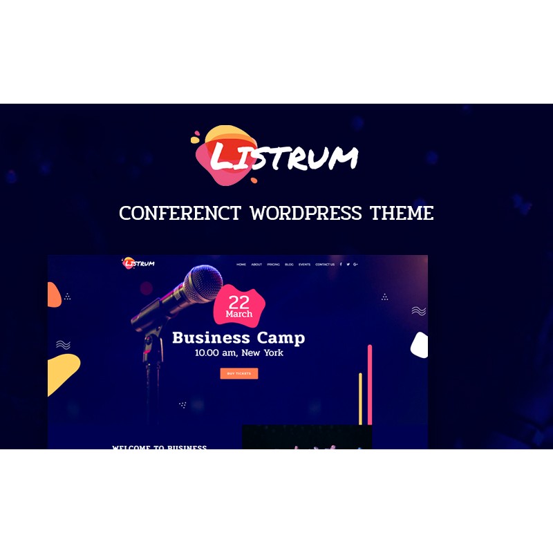 Listrum - Conference One Page Animated WordPress Elementor Theme