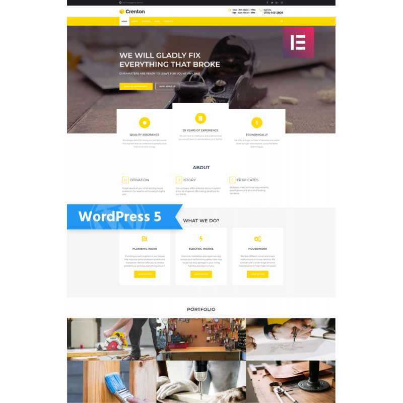 Crenton - Construction Multipurpose Modern WordPress Elementor Theme