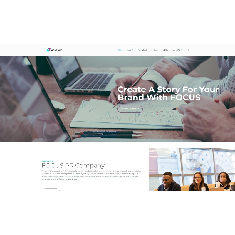 Adverom - PR Company Multipurpose Modern WordPress Elementor Theme