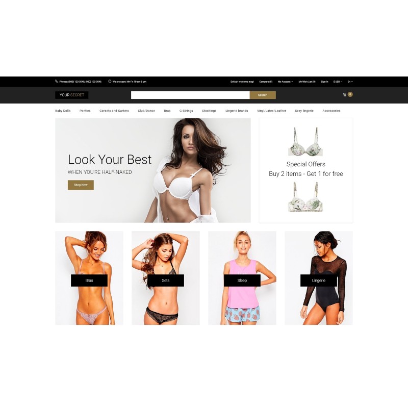 Your Secret - Lingerie Multipage Elegant Shop Template