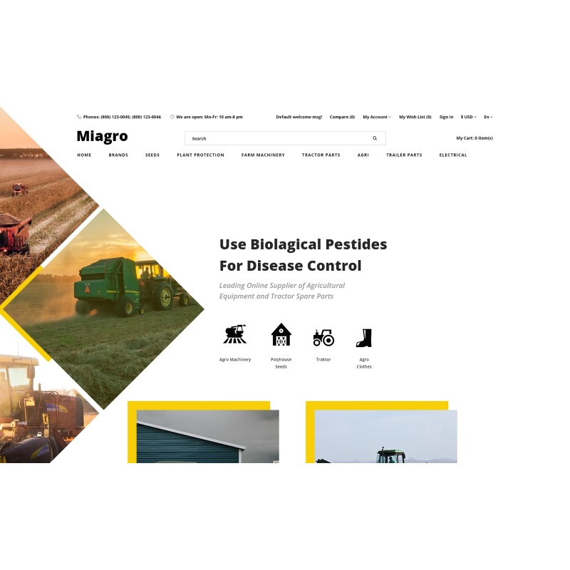 Miagro - Agriculture Equipment Store Clean Shop Template