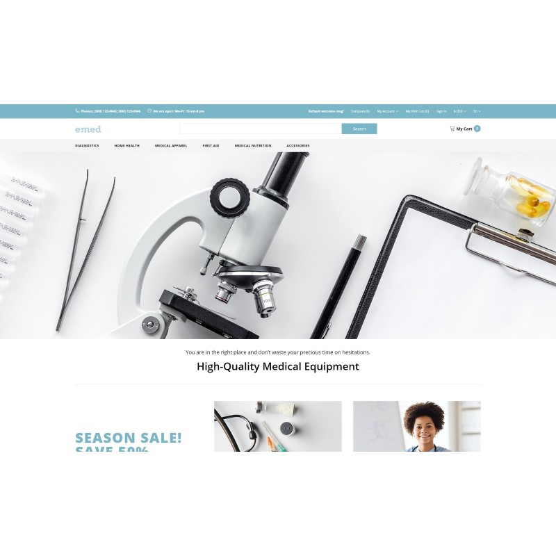 Emed - Medical Equipment Multipage Clean Shop Template
