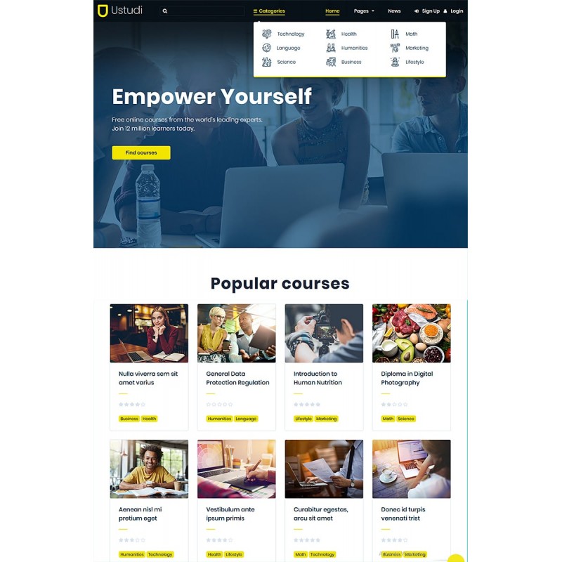 Ustudi - Online Courses Education and University WordPress Theme