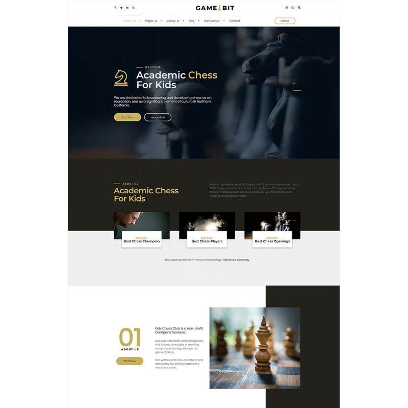 Gamebit - chess club and board games WordPress Theme