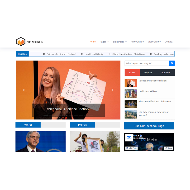 MhrMagazine - Newspaper, Blog, Journal, PhotoGallery, VideoGallery, and Magazine WordPress Theme
